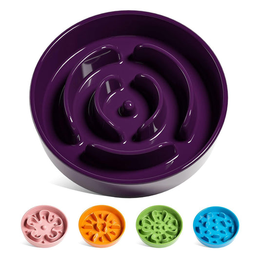 LE TAUCI Dog Bowls Slow Feeder Ceramic, 1.5 Cups Slow Feeding Dog Bowl Small Medium Breed, Puppy Slow Feeder Bowl for Fast Eater, Dog Dishes to Slow Down Eating, Puzzle Dog Food Bowl, Maze Purple