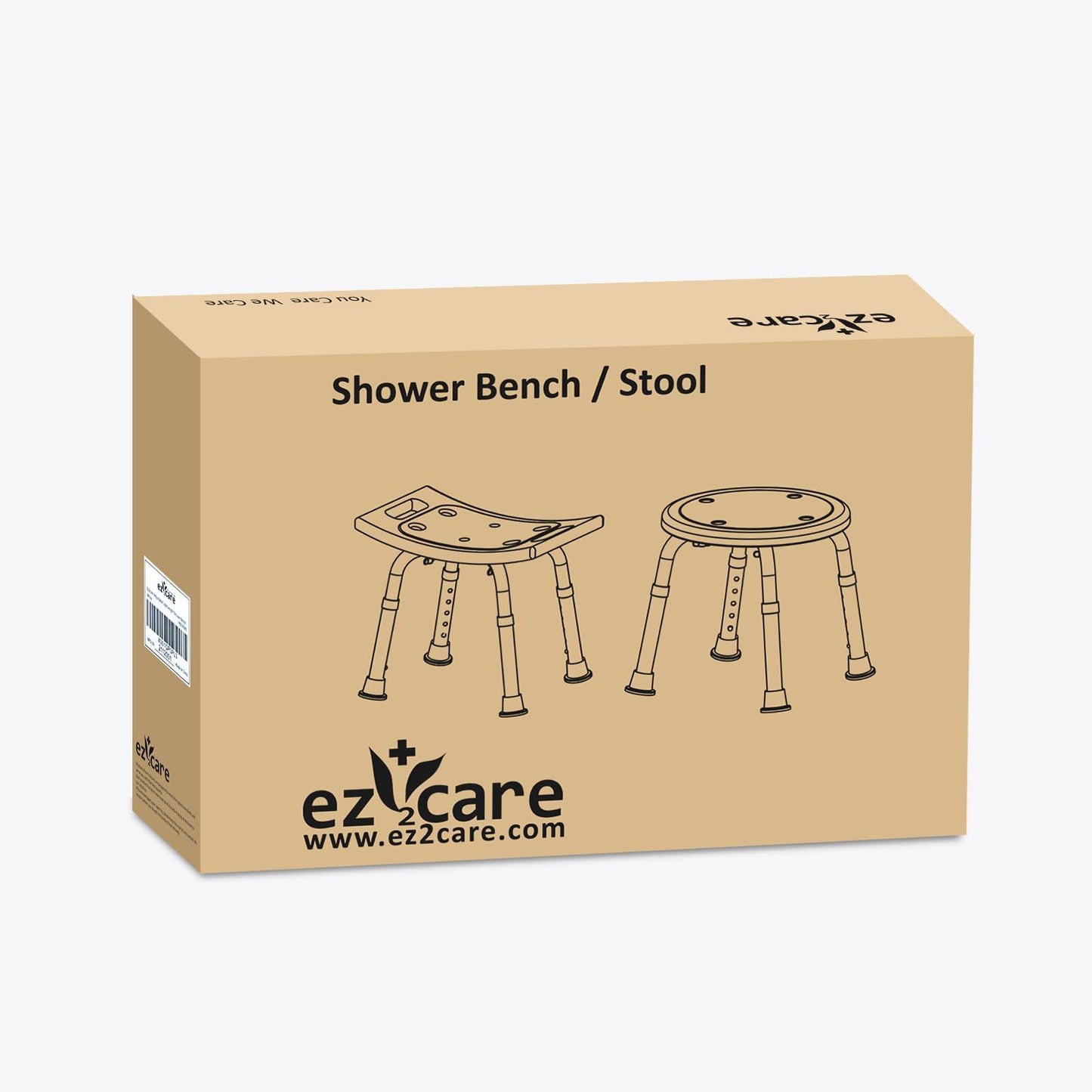 EZ2CARE Shower Chair for Inside Shower, Adjustable Lightweight Alloy Aluminum Shower Bench, Tool-Free Assembly Shower Stool, Shower Seat for Elderly and Disabled, Certified 300 lbs Load, White