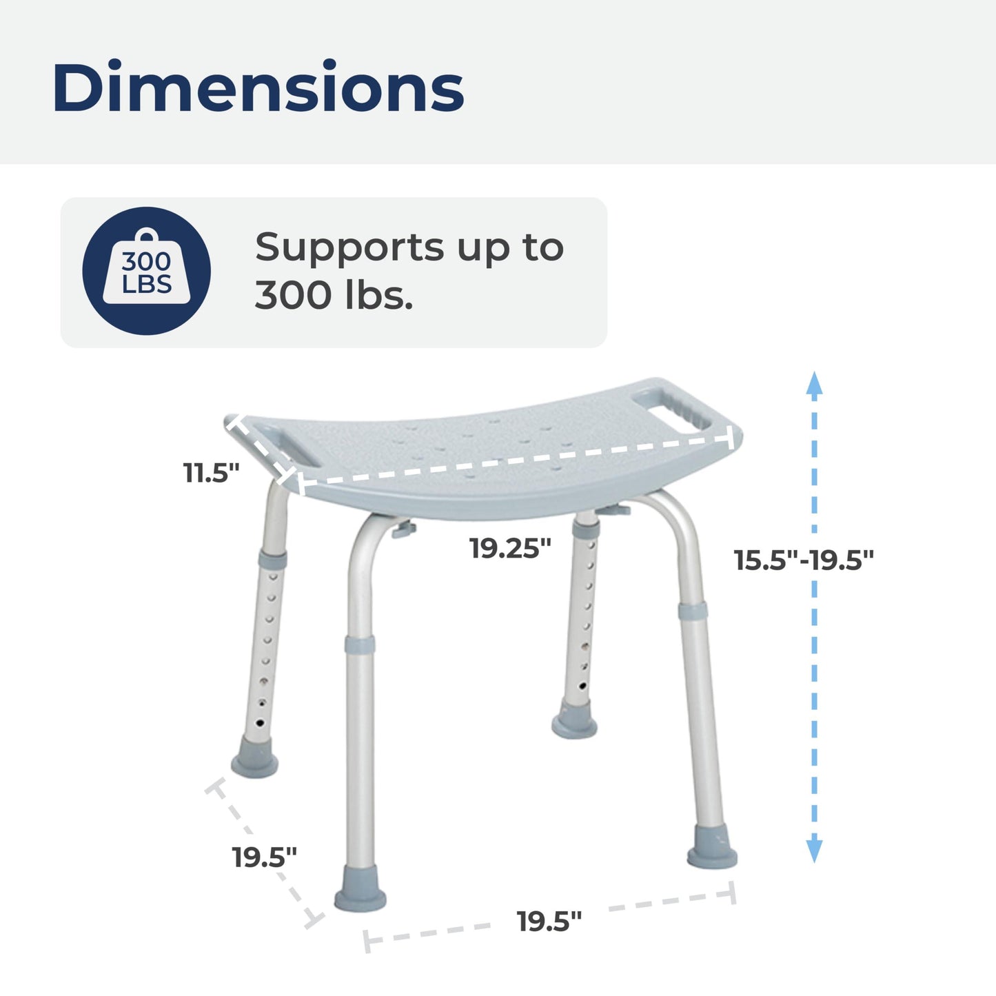 Drive Medical RTL12203KDR Shower Chair, Adjustable Shower Stool with Suction Feet, Shower Seat for Inside Shower or Tub, Bathroom Bench Bath Chair for Elderly and Disabled, 300 LB Weight Cap