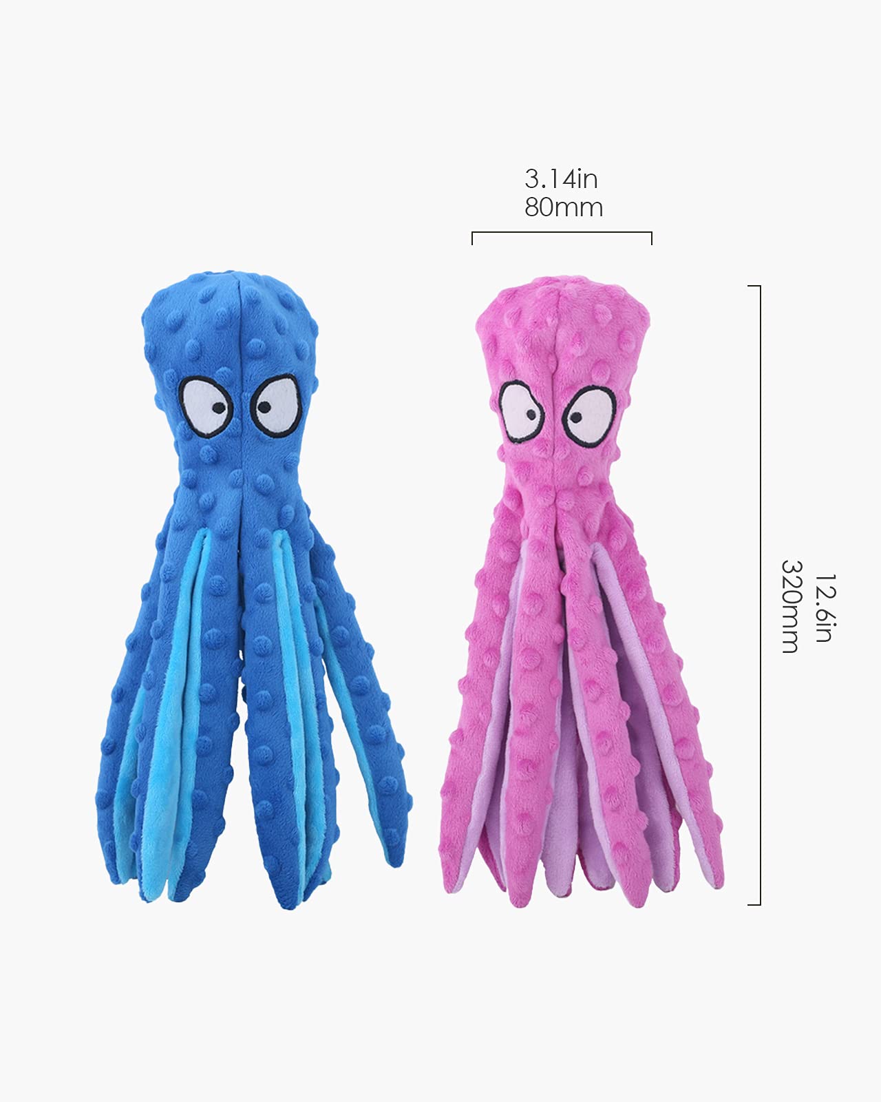 HGB Squeaky Dog Toys, Octopus No Stuffing Crinkle Plush Dog Toys to Keep Them Busy, Interactive Dog Chew Toys for Puppy Teething, Large Dog Toys for Large Medium Small Breeds, Pet Toys, 2 Pack