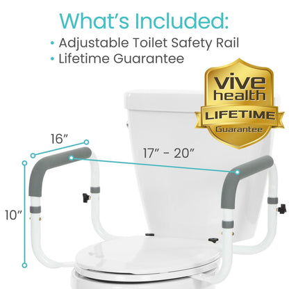 Vive Toilet Safety Rail for Seniors (FSA/HSA Eligible) - Toilet Seat with Handles for Elderly & Disabled - Adjustable Toilet Safety Frame with Arms - Toilet Grab Bar Hand Rail Assist Device (300 lb)