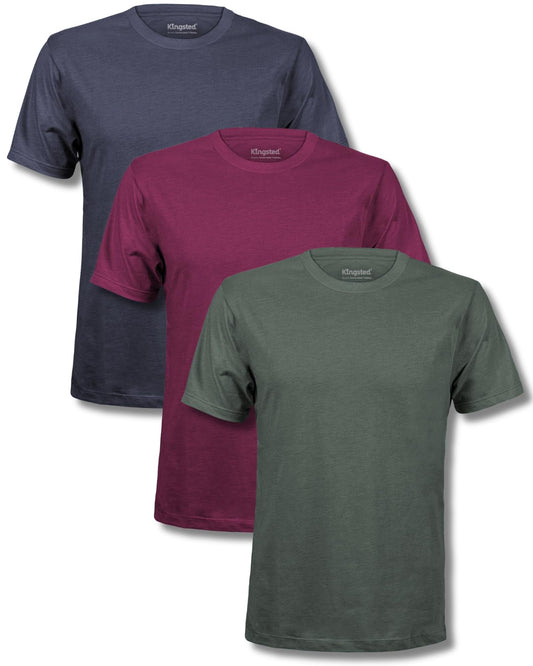 Kingsted Men's T-Shirts - Royally Comfortable - Super Soft Cotton Blend - Short Sleeve Tagless Crewneck - Plain Colored Classic Tees (3 Pack, Essential, Large)