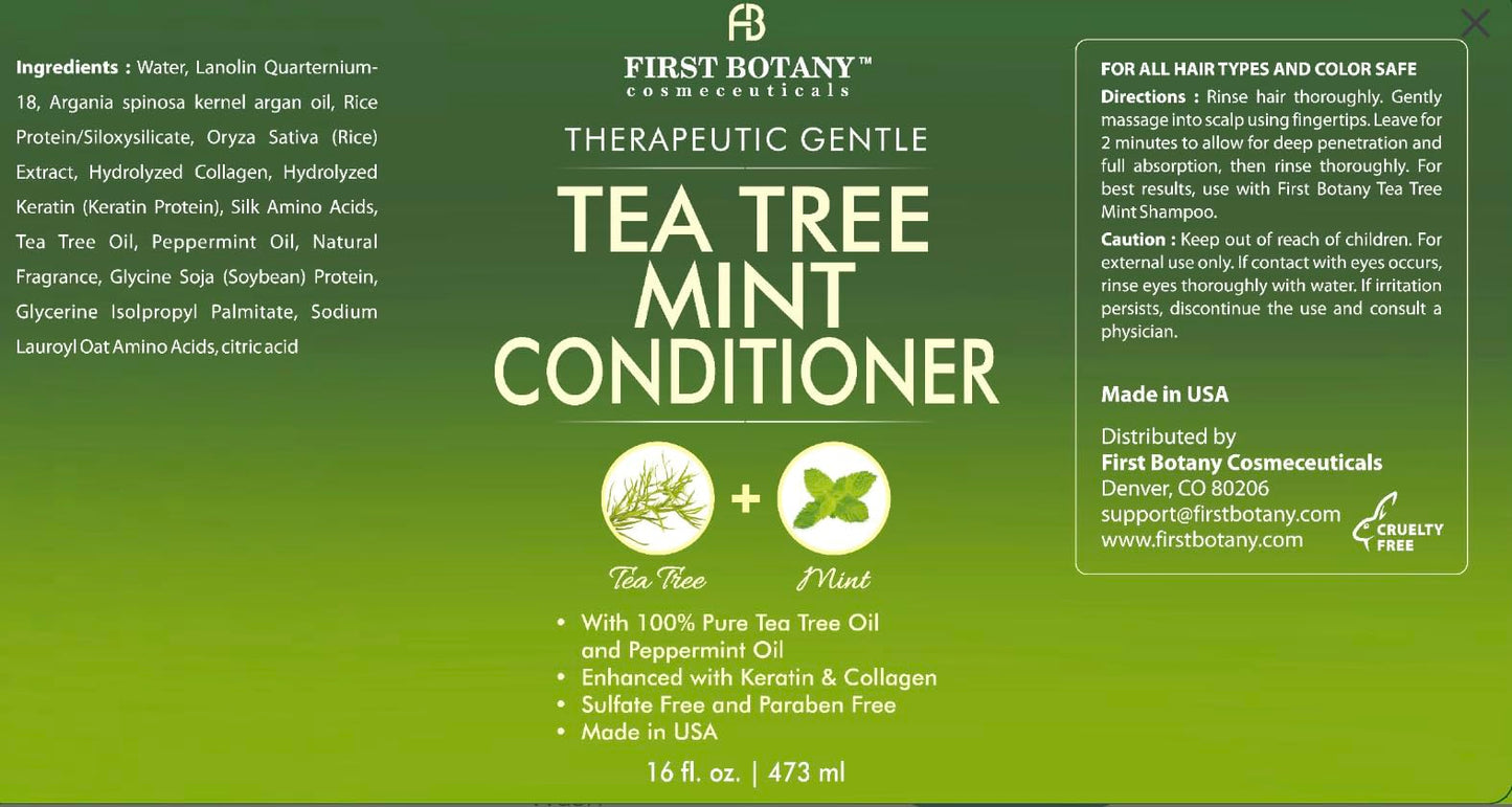 Tea Tree Mint Shampoo and Conditioner - Pure Tea Tree Oil & Peppermint Oil - Fights Hair Loss, Promotes Hair Growth, Fights Dandruff, Lice & Itchy Scalp - for Men and Women Sulfate Free - 16 fl oz x 2