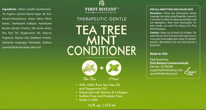 Tea Tree Mint Shampoo and Conditioner - Pure Tea Tree Oil & Peppermint Oil - Fights Hair Loss, Promotes Hair Growth, Fights Dandruff, Lice & Itchy Scalp - for Men and Women Sulfate Free - 16 fl oz x 2