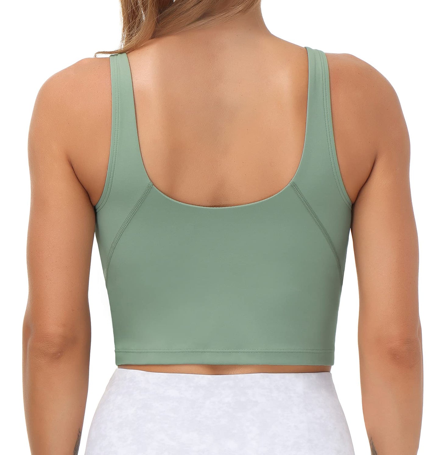 Women’s Longline Sports Bra Wirefree Padded Medium Support Yoga Bras Gym Running Workout Tank Tops (Jasmine Green, X-Small)