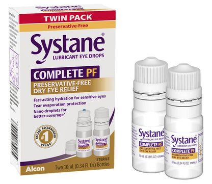 Systane COMPLETE PF Multi-Dose Preservative Free Dry Eye Drops 0.34 Fl Oz, 2 count (pack of 1) (Packaging may vary)