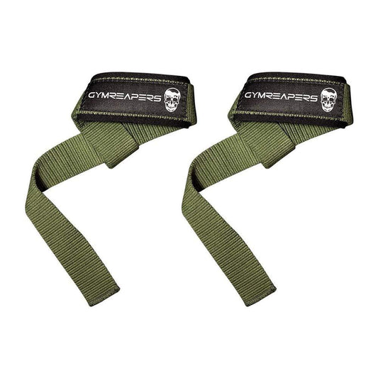 Gymreapers Lifting Wrist Straps for Weightlifting, Bodybuilding, Powerlifting, Strength Training, & Deadlifts - Padded Neoprene with 18" Cotton (Military Green)