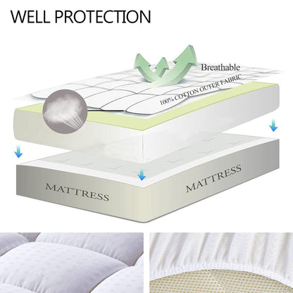 EASELAND King Size Mattress Pad Pillow Top Mattress Cover Quilted Fitted Mattress Protector Cotton 8-21" Deep Pocket Cooling Topper (78x80 Inches, White)