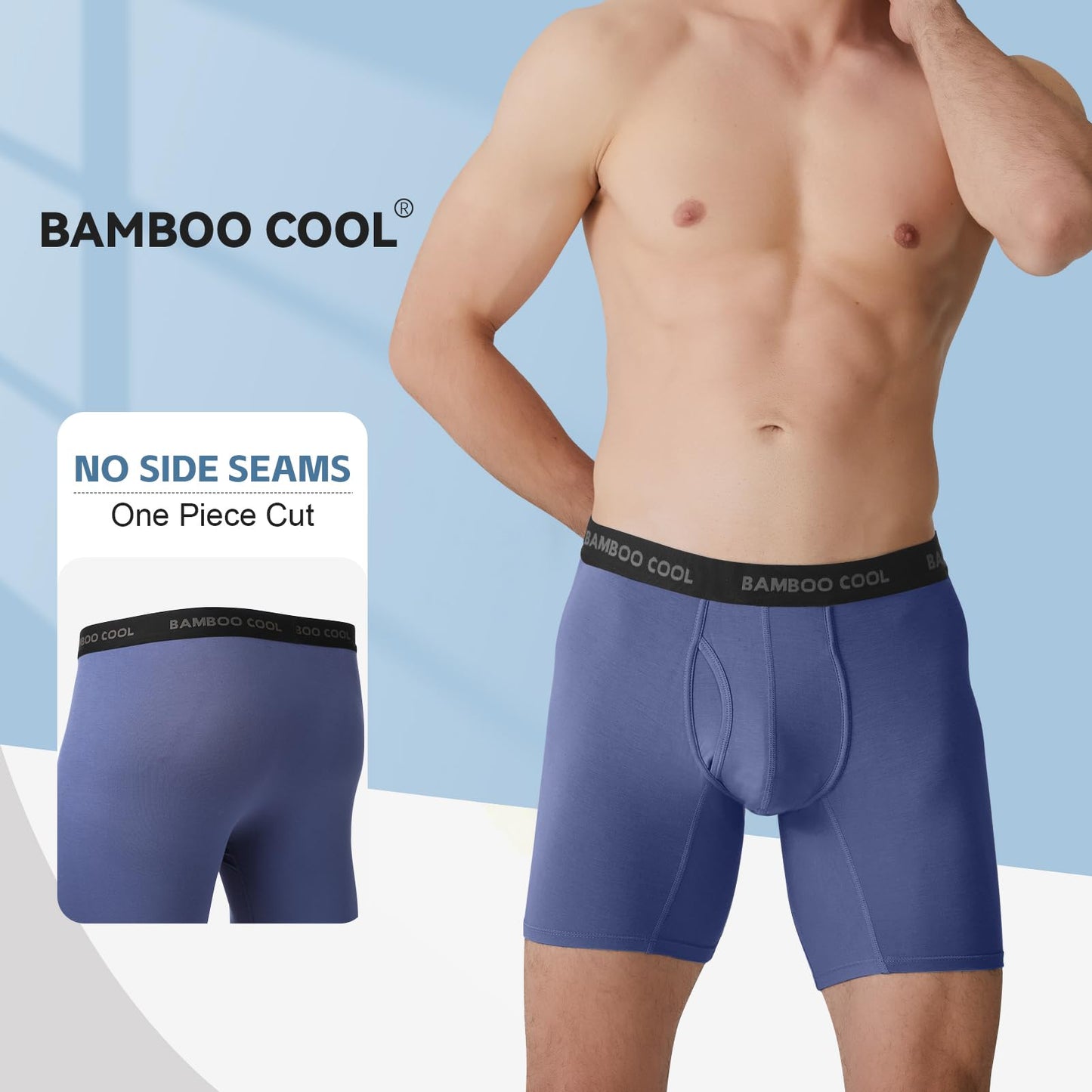 BAMBOO COOL Men’s Underwear Boxer Briefs 7-Pack Breathable and Soft with Fly Underwear for Men