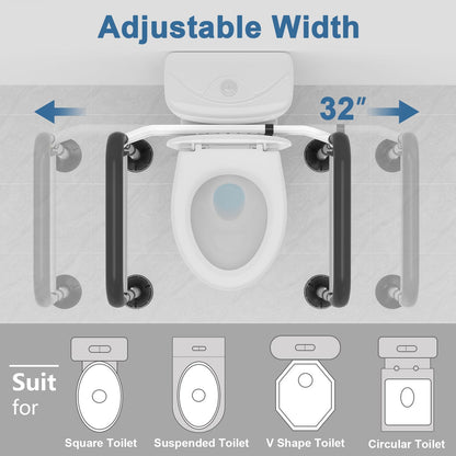 HOMLAND Toilet Safety Rails for Seniors, Adjustable Detachable Toilet Safety Frame with Handles for Elderly and Disabled, 350LBS Handicap Toilet Rail Fits Most Toilets