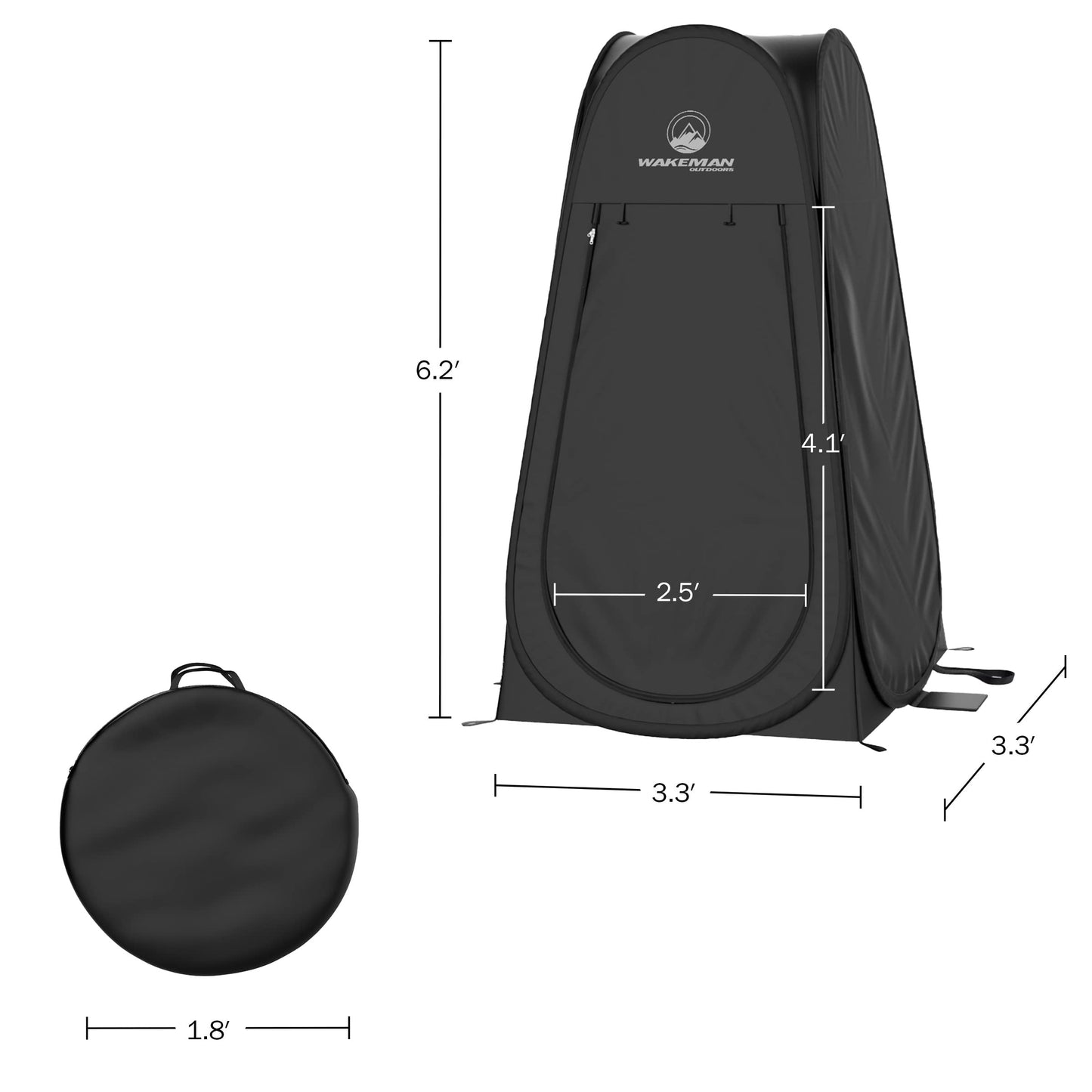 Pop Up Pod - Privacy Shower Tent, Dressing Room, or Portable Toilet Stall with Carry Bag for Camping, Beach, or Tailgate by Wakeman Outdoors (Black)