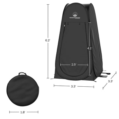 Pop Up Pod - Privacy Shower Tent, Dressing Room, or Portable Toilet Stall with Carry Bag for Camping, Beach, or Tailgate by Wakeman Outdoors (Black)