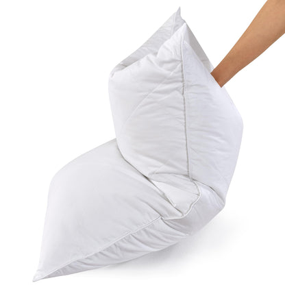 Three Geese White Goose Feather Bed Pillows Queen/Standard Size Set of 2- Soft 600 Thread Count 100% Cotton, Medium Firm,Soft Support Surround Fill Polyester,White Solid