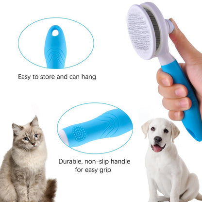 Cat Self Cleaning Slicker Brush, Pets Skin Friendly Cat Brush for Dogs Cats Grooming Brush Tool Easy to Remove Loose Undercoat, Mats Tangled Hair Slicker Massage Cats Dogs Brush - Upgraded