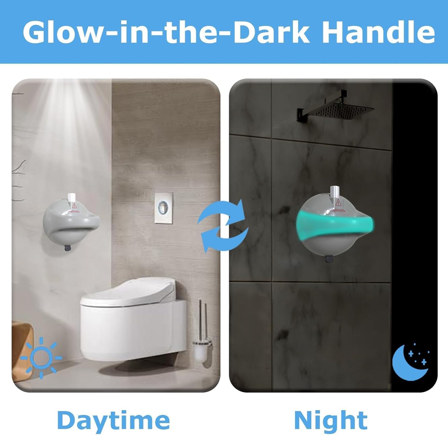 Safety Suction Shower Grab Bar, Glow in The Dark Shower Grab Bar with 418 Pounds Capacity, Shower Handles for Elderly Suction, Handicap Grab Bar for Bathroom, Bathtub, Toilet, Grey, 2 Pack