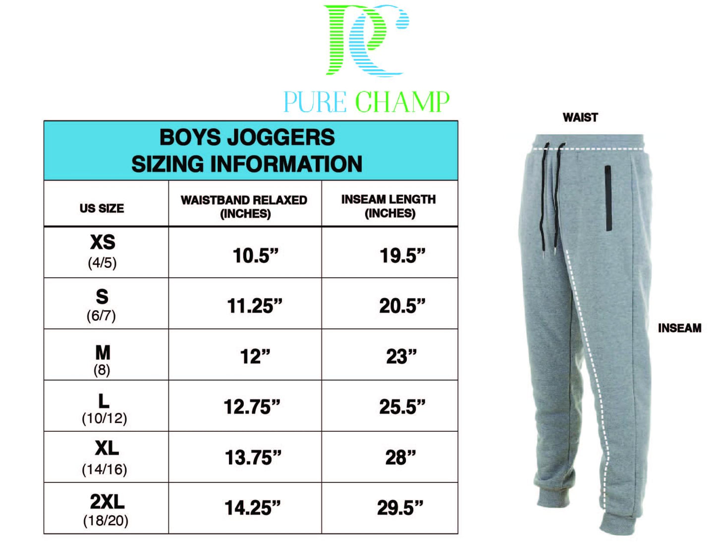 PURE CHAMP 3Pk Boys Sweatpants Fleece Athletic Workout Kids Clothes Boys Joggers with Zipper Pocket and Drawstring Size 4-20(SET2 Size 4/5)