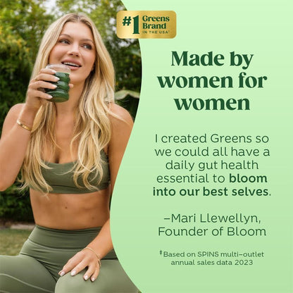 Bloom Nutrition Superfood Greens Powder, Digestive Enzymes with Probiotics and Prebiotics, Gut Health, Bloating Relief for Women, Chlorella, Green Juice Mix with Beet Root Powder, 30 SVG, Mango