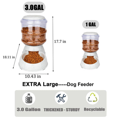 Kenond Automatic Dog Feeders for Large Dogs,3 Gallon Gravity Dog Feeder Large Breed,Automatic Cat Feeder Food Dispenser,Large Dog Food Dispenser Pet Feeder Station,Gravity Feeder for Dogs Cats