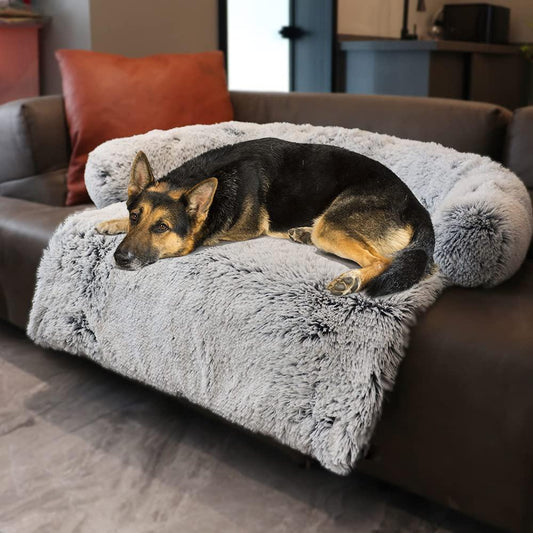 Tinaco Luxurious Calming Dogs/Cats Bed Mats, Washable Removable Couch Cover, Plush Long Fur Mat for Pets, Waterproof Lining, Perfect for Small, Medium and Large Dogs and Cats (Gradient Gray, XXL)