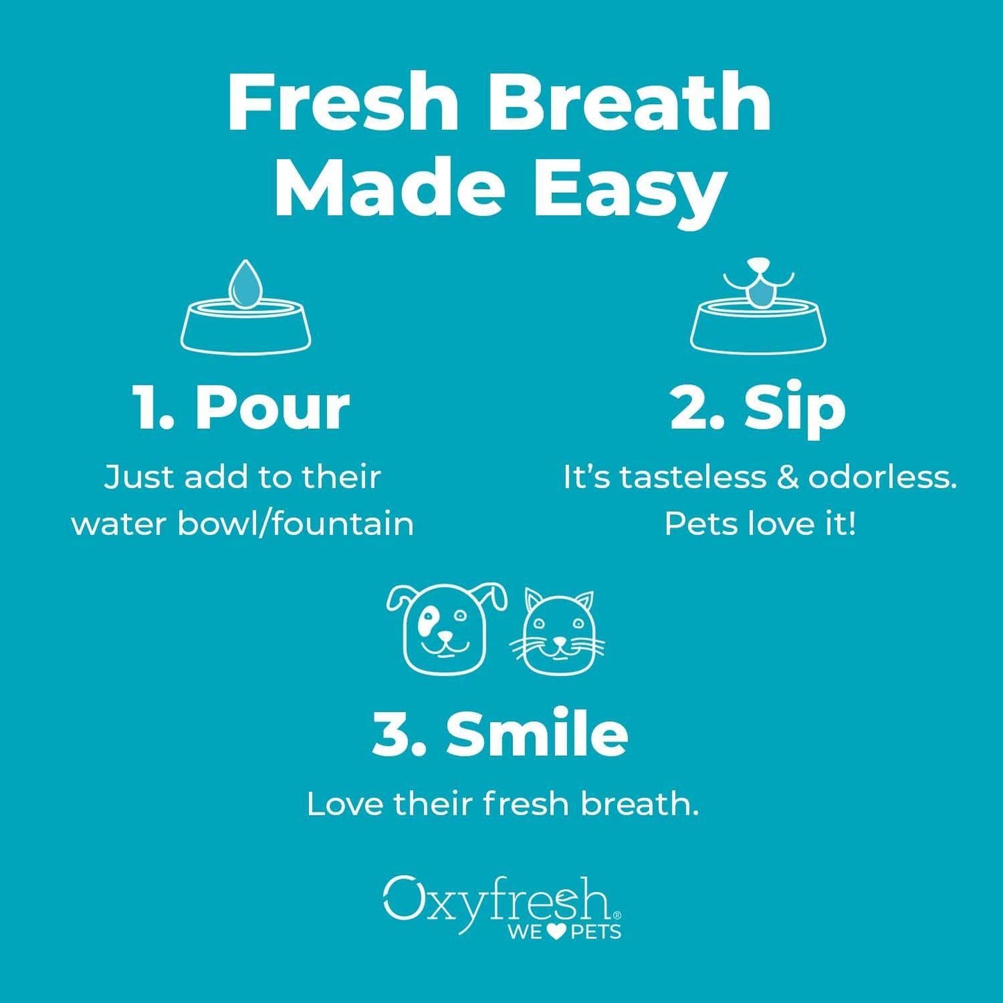 Oxyfresh Premium Pet Dental Care Solution Pet Water Additive: Best Way to Eliminate Bad Dog Breath and Cat Bad Breath - Fights Tartar & Plaque - So Easy, Just Add to Water! Vet Recommended 16 oz.