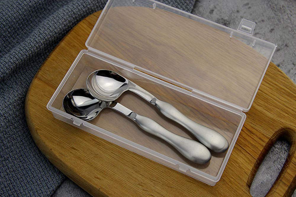 2-Piece Adaptive Curved Spoon Set - Angled Stainless Steel Utensils for Tremors, Arthritis & Parkinson's