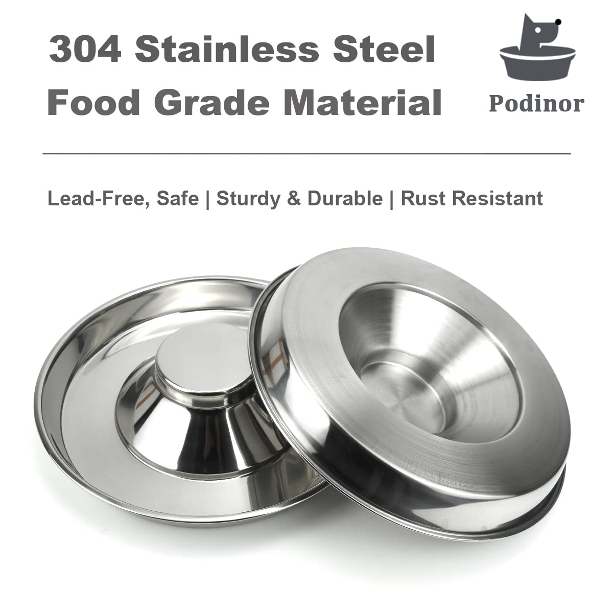 Podinor Stainless Steel Puppy Dog Bowls, Pets Puppies Feeding Food and Water Weaning Bowls Dishes Feeder