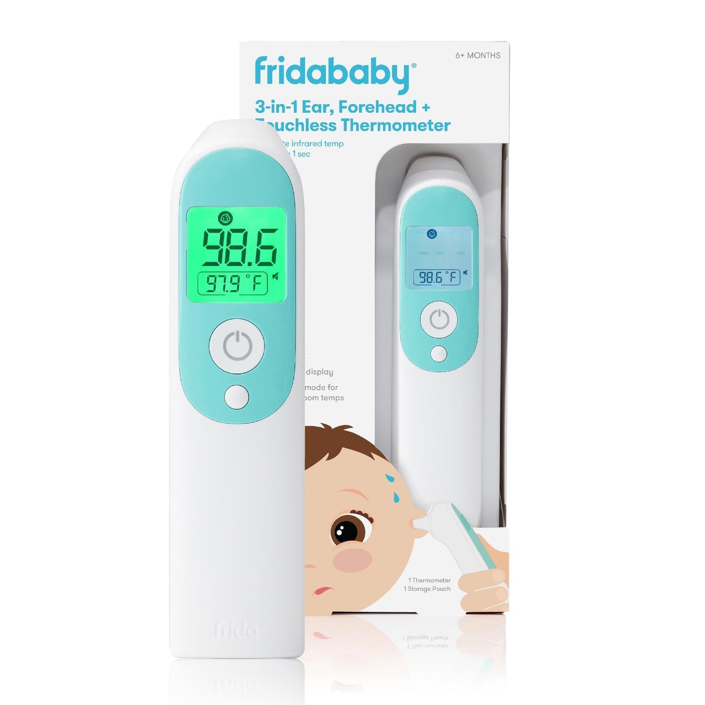 Frida Baby Thermometer, 3-in-1 Infrared Thermometer for Ear, Forehead & Touchless, FSA/ HSA Eligible Fever Thermometer for Baby, Infants ,Toddlers, Kids & Adults