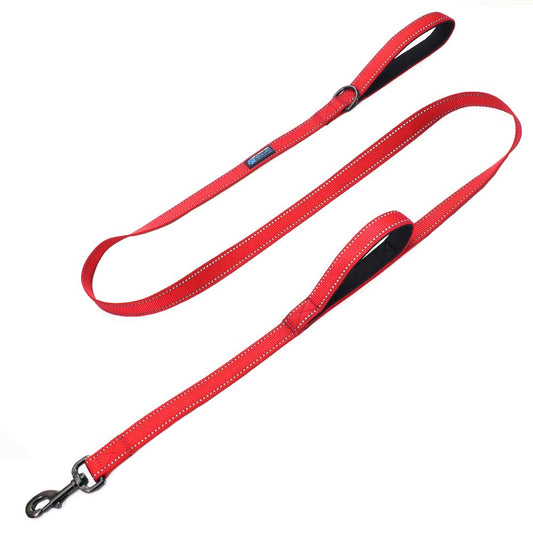 Max and Neo Double Handle Traffic Dog Leash Reflective - We Donate a Leash to a Dog Rescue for Every Leash Sold (RED, 6 FT)