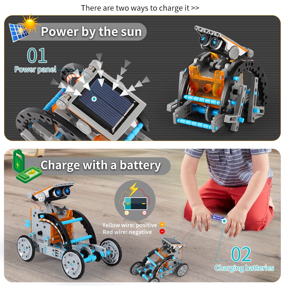 Lucky Doug 12-in-1 STEM Solar Robot Kit Toys Gifts for Kids 8 9 10 11 12 13 Years Old, Educational Building Science Experiment Set Birthday for Kids Boys Girls