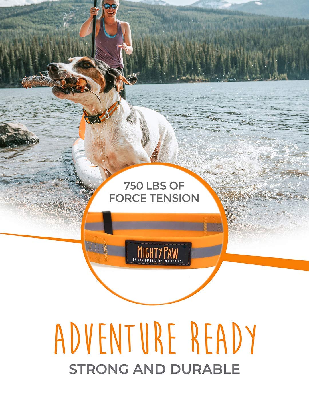 Mighty Paw Waterproof Dog Collar - Smell-Proof Active Gear - Reflective Stripe Coated Nylon Webbing - Heavy Duty Reflective Leash - Comfortable Dog Collar for All Dog Breeds - (Orange, Small)