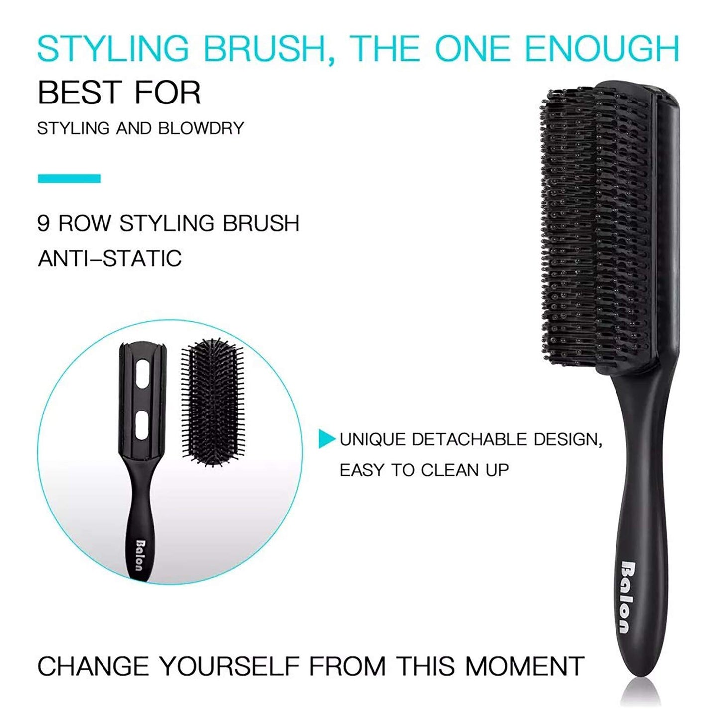 4Pcs Paddle Hair Brush, Detangling Brush and Hair Comb Set for Men and Women, Great On Wet or Dry Hair, No More Tangle Hairbrush for Long Thick Thin Curly Natural Hair