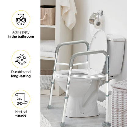 Medical king Toilet Safety Rail - Adjustable Detachable Toilet Safety Frame with Handles Heavy-Duty Toilet Safety Rails Stand Alone - Toilet Safety Rails for Elderly, Handicapped - Fits Most Toilets