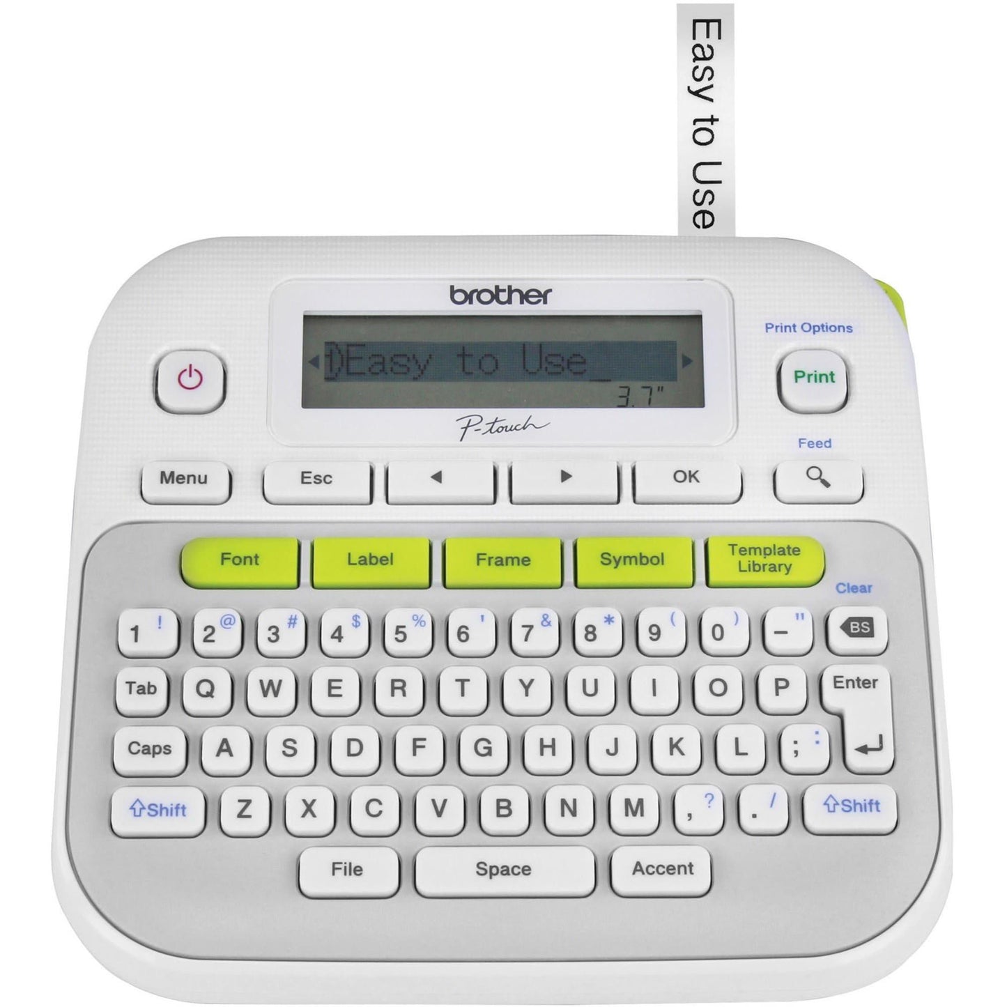 Brother P-touch, PTD210, Easy-to-Use Label Maker, One-Touch Keys, Multiple Font Styles, 27 User-Friendly Templates, White, Gray/White