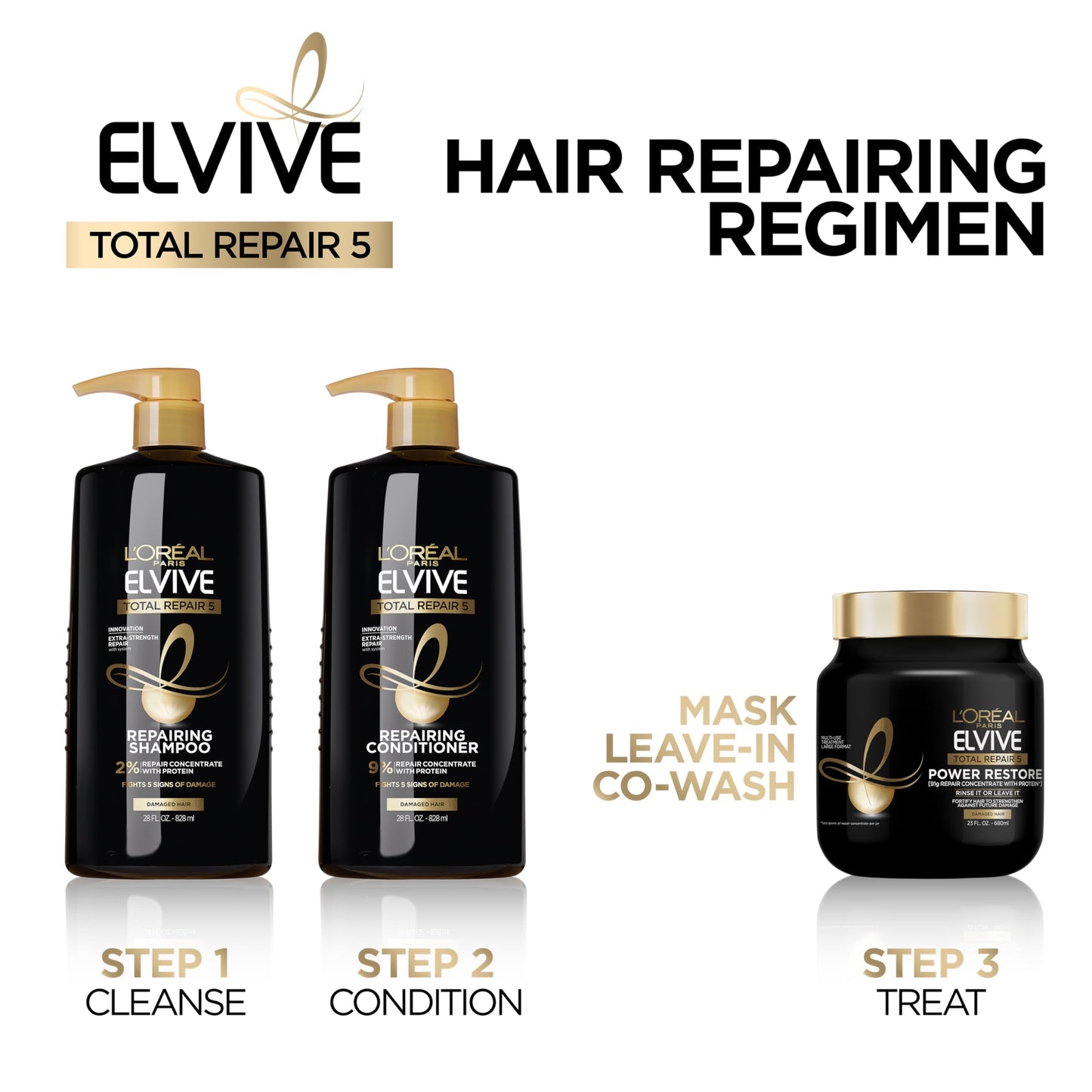 L'Oreal Paris Elvive Total Repair 5 Repairing Conditioner for Damaged Hair Conditioner with Protein and Ceramide for Strong Silky Shiny Healthy Renewed Hair 28 Fl Oz