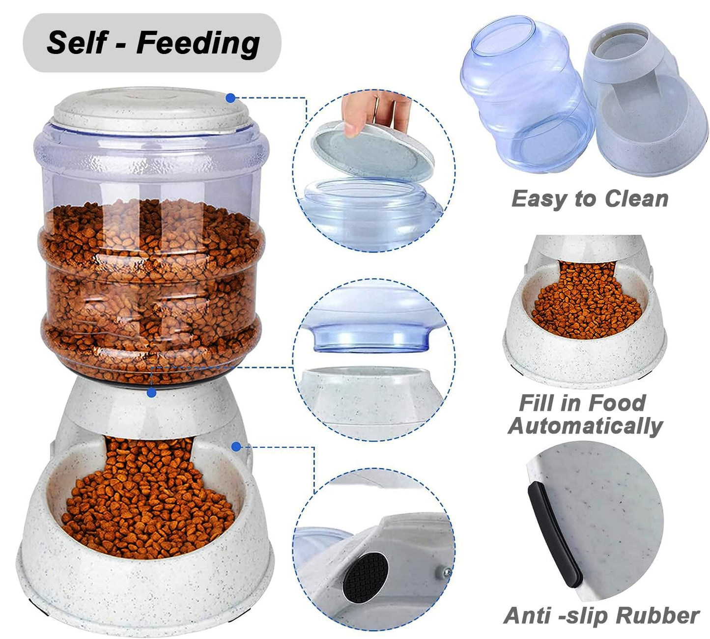 Kenond Automatic Dog Feeders for Large Dogs,3 Gallon Gravity Dog Feeder Large Breed,Automatic Cat Feeder Food Dispenser,Large Dog Food Dispenser Pet Feeder Station,Gravity Feeder for Dogs Cats