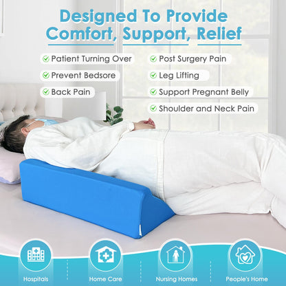 Bed Wedge Pillow For Sleeping Seniors Post Surgery Incline Pillow Bedsore Pressure Relief Cushions For Butt Lifting Patient Turning Triangle Foam Wedges For Bed Positioning Body Back Support (Blue)