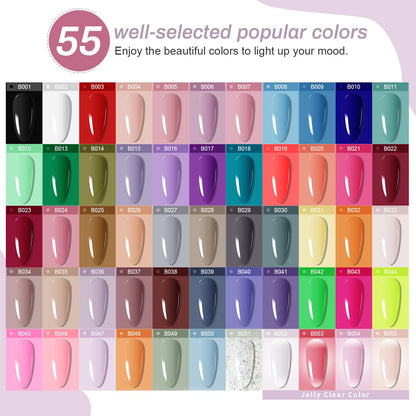 JODSONE 60 PCS Gel Nail Polish Kit with U V Light Base and Matte Glossy Top Coat Nail Gel Polish Soak off Manicure Accessory Tools Suitable for All Seasons