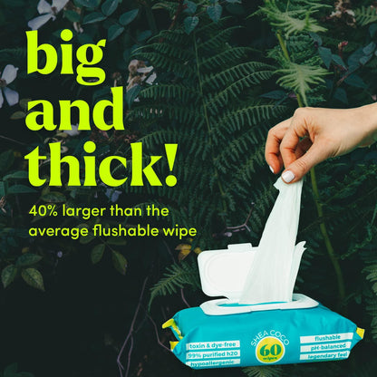 Goodwipes Flushable & Plant-Based Wipes with Botanicals, Dispenser for At-Home Use Safe, Shea-Coco with Aloe, Septic and Sewer Safe, 60 Count (Pack of 8)