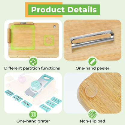 Adaptive One-Handed Cutting Board, Handicap Kitchen Tools with Bread Stops and Steel Spikes, Easy to Clean, Ideal Gifts for Senior Citizens, Stroke Survivors and Amputees