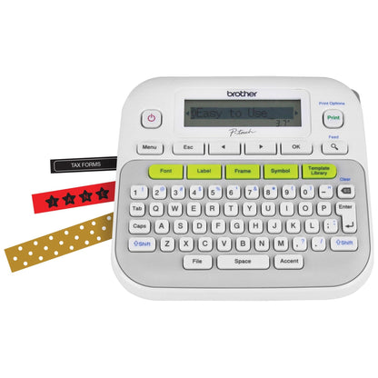 Brother P-touch, PTD210, Easy-to-Use Label Maker, One-Touch Keys, Multiple Font Styles, 27 User-Friendly Templates, White, Gray/White