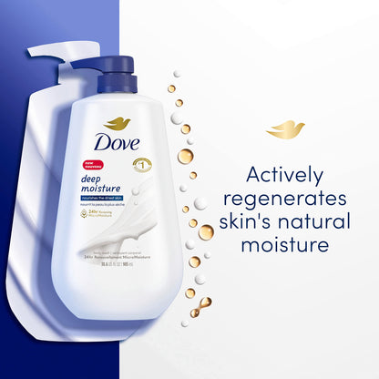 Dove Deep Moisture Body Wash 30.6 Fl Oz Pack of 3 with Pump, Luxurious Hydration for Dry Skin, Cleanser with 24hr Renewing MicroMoisture