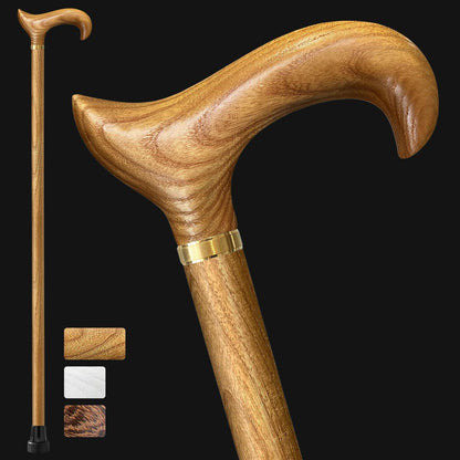 ispuoocti Wooden Walking Cane for Men and Women, Handmade, Support up to 500 lbs Canes for Seniors,Ergonomic, Natural Solid Wood High-end Derby Cane Suitable for Gift Giving