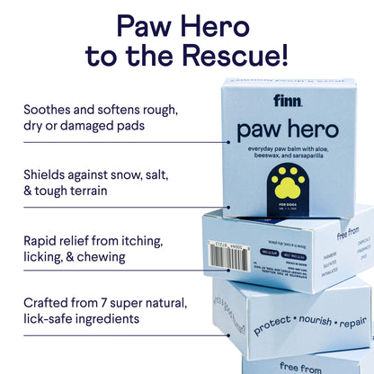 Finn Paw Hero | Natural Revitalizing Dog Paw Balm | Protect, Nourish & Repair from Winter, Snow, Damage, and Dryness - 1.75 oz