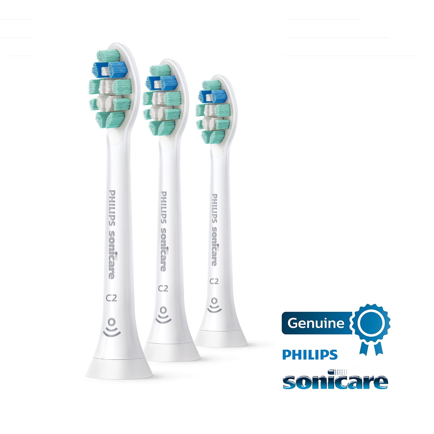 Philips Sonicare Genuine C2 Optimal Plaque Control Toothbrush Heads, 3 Brush Heads, White, HX9023/65