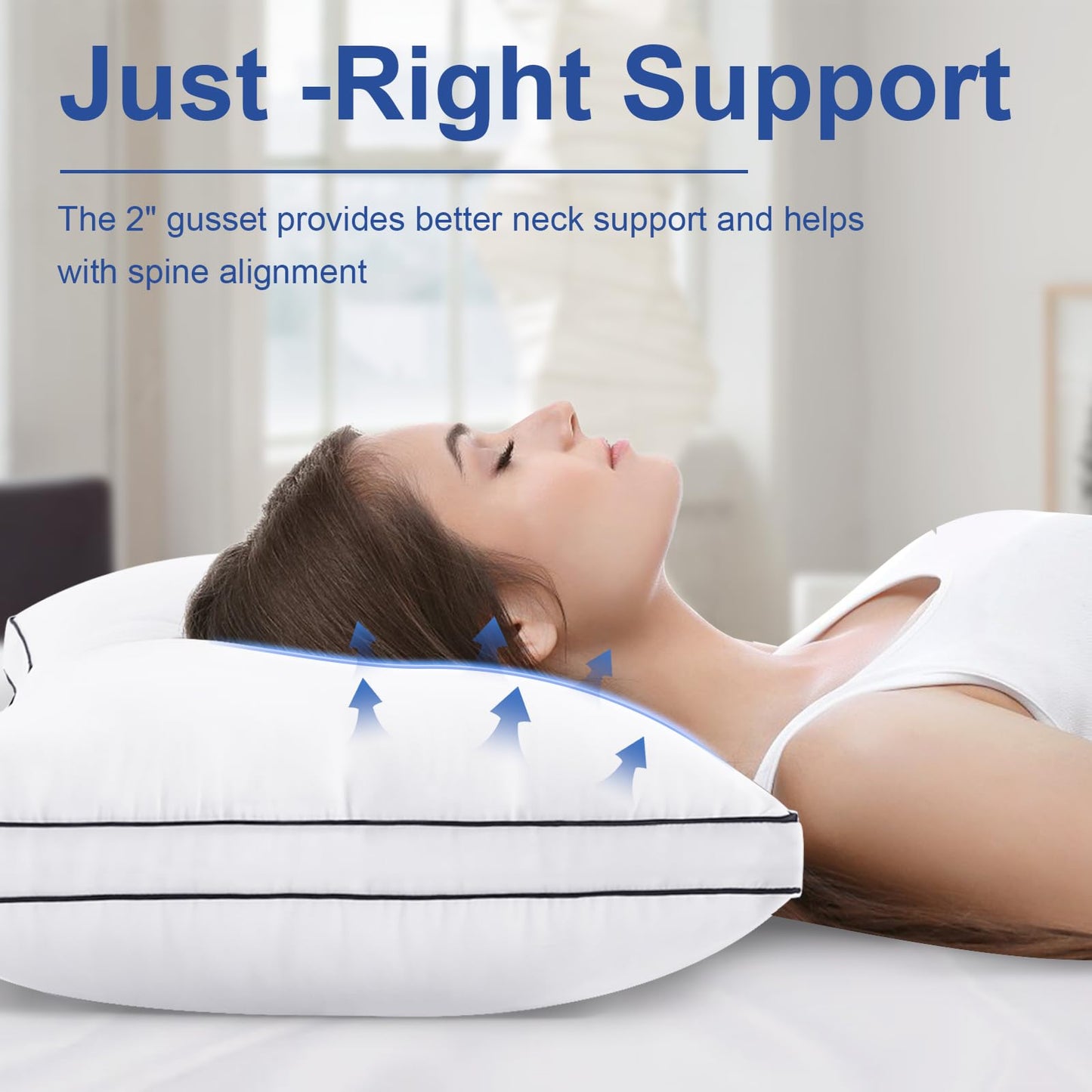 Premium Pillows Standard Size Set of 2, Fluffy and Supportive 7D Down Alternative Bed Pillow, Luxury Soft Hotel Quality Gusseted Pillow for Side Back Stomach Sleeper,Relief Neck Head and Shoulder Pain