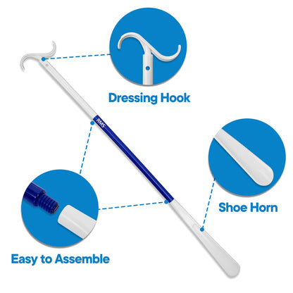 RMS 35.5 Inch Extra Long Dressing Stick Aid for Shoes, Socks, Shirts and Pants - Sock Removal and Long Shoe Horn with Travel Bag