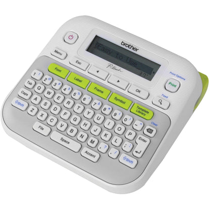 Brother P-touch, PTD210, Easy-to-Use Label Maker, One-Touch Keys, Multiple Font Styles, 27 User-Friendly Templates, White, Gray/White