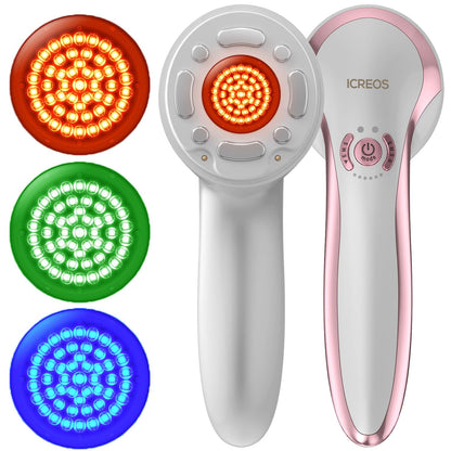 ICREOS Red Light Therapy for Face and Body Wand Amplified with 147 LEDs in 26mm Head Microcurrent Device for Wrinkles Reducing Firming Lifting, Ideal Gift for Family Friends and Loved Ones, Pink