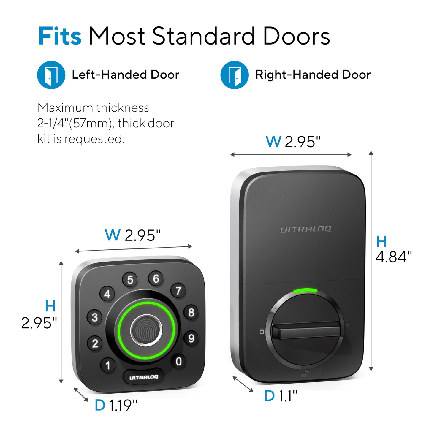 ULTRALOQ Smart Lock U-Bolt Pro, 7-in-1 Fingerprint Keyless Entry Door Lock with App Control, Anti-peep Keypad, Auto Unlock, Auto Lock, IP65 Waterproof