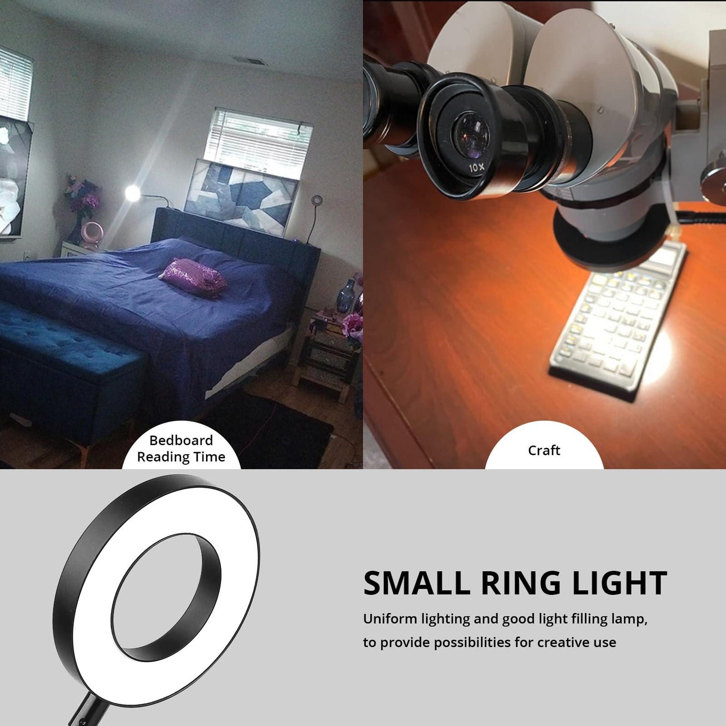 Woputne Desk Clip on Lamp for Reading Home Office, 10 Dimmable Brightness 3 Modes, Clamp Light for Bed Headboard, Craft